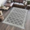 Modern gray patterned rug in stylish living room