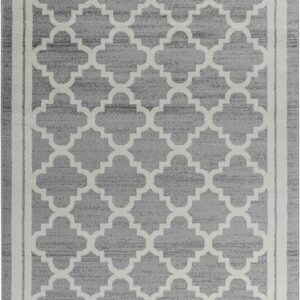 Gray rug with geometric pattern design