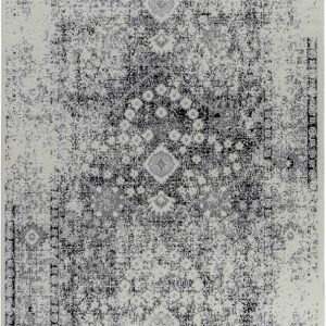 Vintage gray floral patterned rug design.