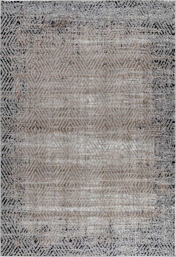 Gray patterned area rug with geometric design