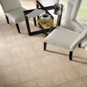 Modern dining area with white chairs