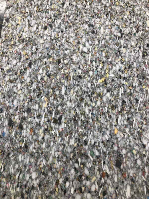 Close-up view of recycled carpet padding