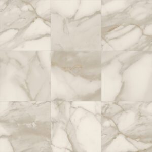 White marble tile with natural veining pattern.