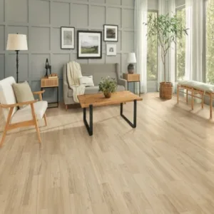 Modern living room with wooden flooring