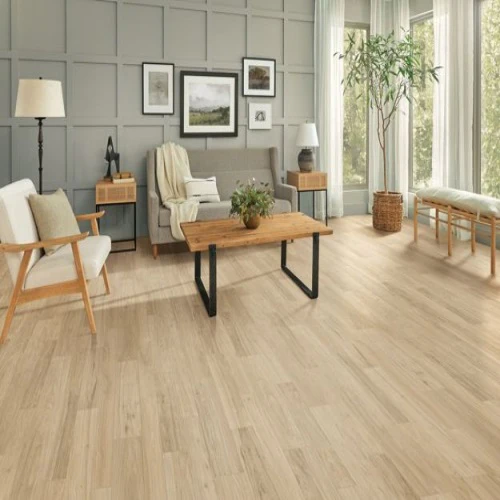 Modern living room with wooden flooring