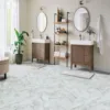 Modern bathroom with dual sinks and mirrors