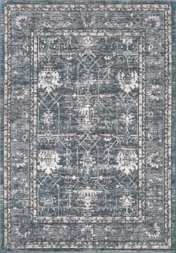 Blue vintage patterned area rug