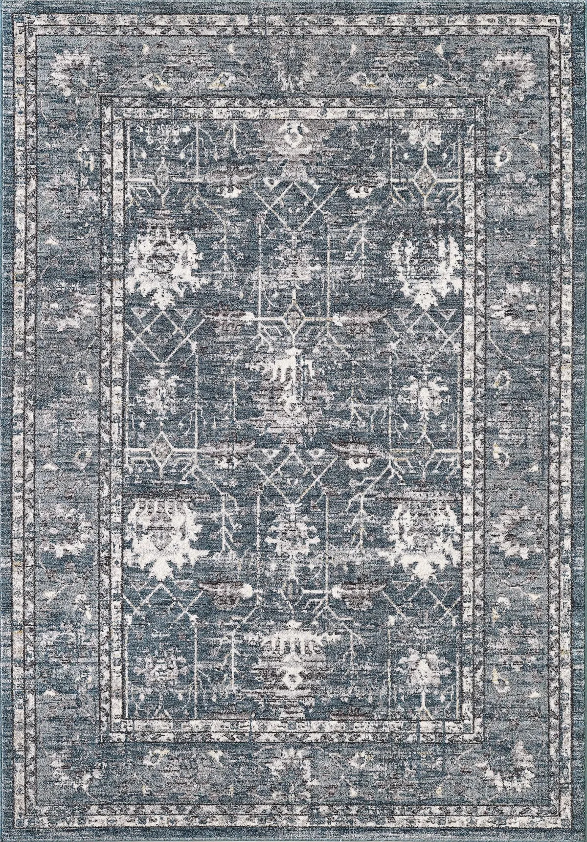 Blue vintage patterned area rug