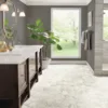 Elegant bathroom with hexagon tile floor.