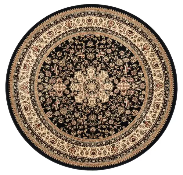 cosmos,antalia 4338 8803 black,round area rug,traditional,floral