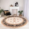 Elegant round rug in modern living room.