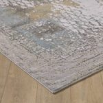 Abstract pattern rug on wooden floor