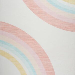 Abstract pastel rainbow curves on light background.