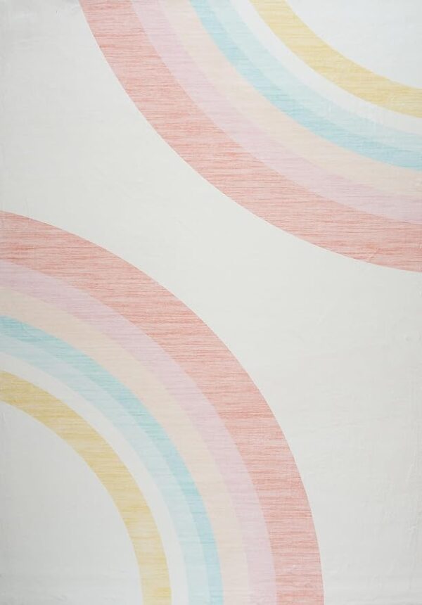 Abstract pastel rainbow curves on light background.