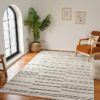 Modern living room with patterned area rug