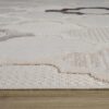 Modern textured beige rug on wooden floor