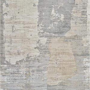 Abstract textured carpet in neutral colors.