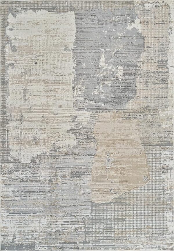 Abstract textured carpet in neutral colors.