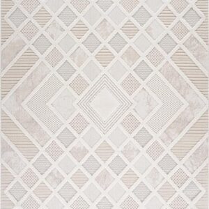 Intricate white geometric pattern design on surface.