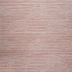 Pink wallpaper with white rainbow patterns
