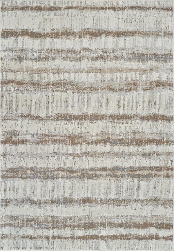 Textured beige and gray abstract rug pattern.