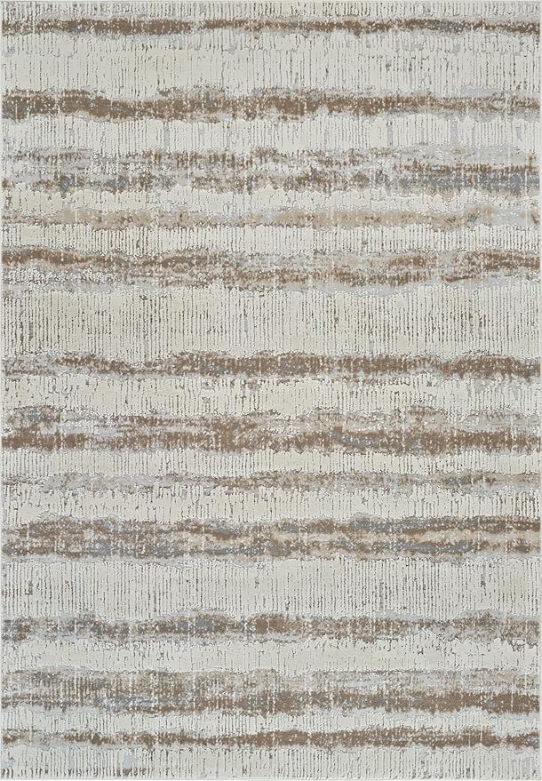Textured beige and gray abstract rug pattern.