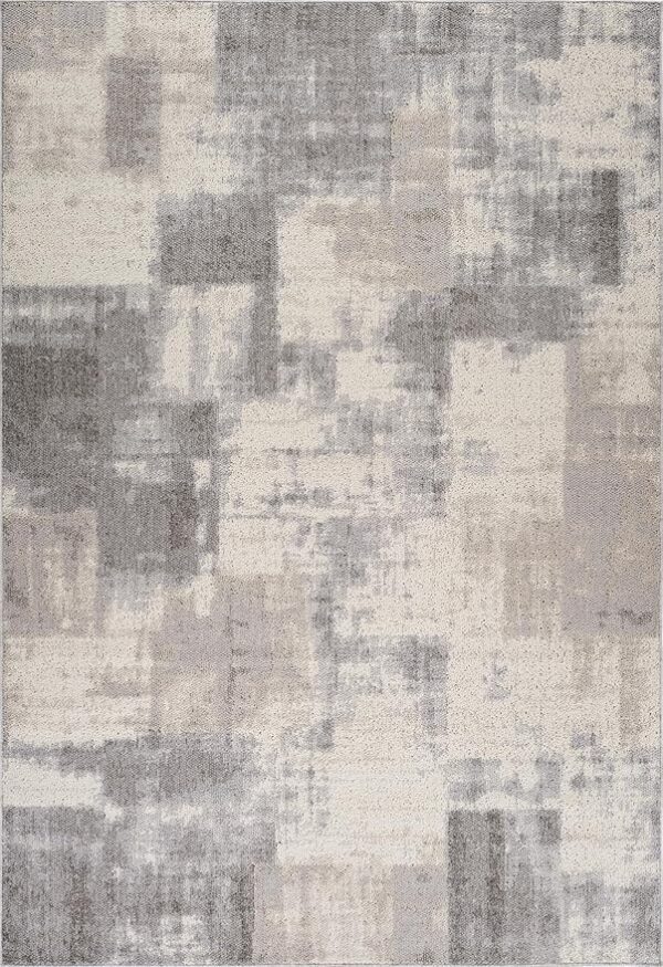 Abstract gray and beige textured area rug