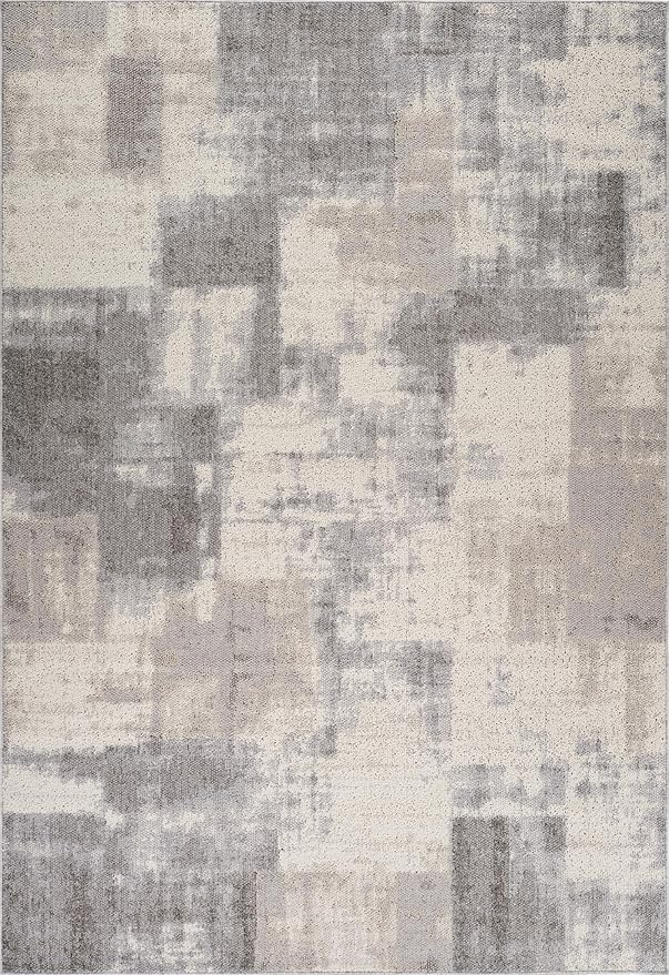 Abstract gray and beige textured area rug