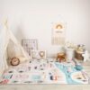 Cozy children's room with play tent and decor.