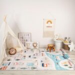 Cozy children's room with play tent and decor.