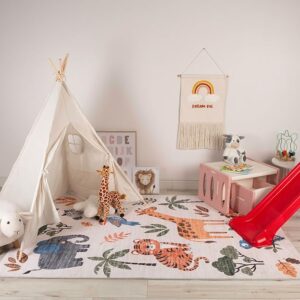Children's playroom with toys and teepee tent.