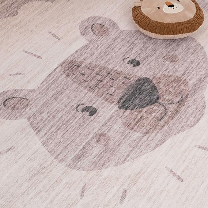 Cute lion face rug for children's room.