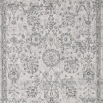 Gray and white floral patterned rug