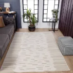 Modern living room with beige patterned rug