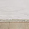 Close-up of white rug on wood floor.