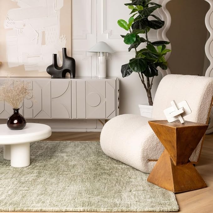 Modern living room with cozy chair and plants