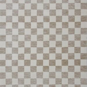 Brown and white checkered pattern rug
