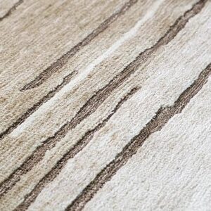Close-up of textured beige and brown area rug