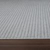 Gray ribbed carpet with wooden edge