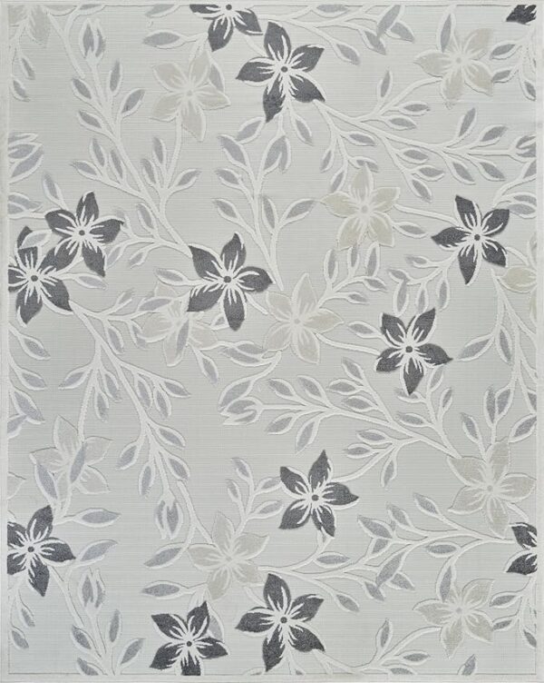 Intricate floral pattern with leaves and blossoms.