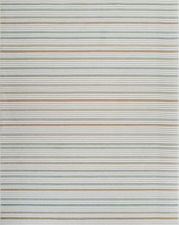 Multicolored horizontal striped pattern on fabric.
