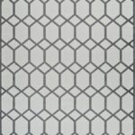 Gray geometric pattern rug with diamond shapes.