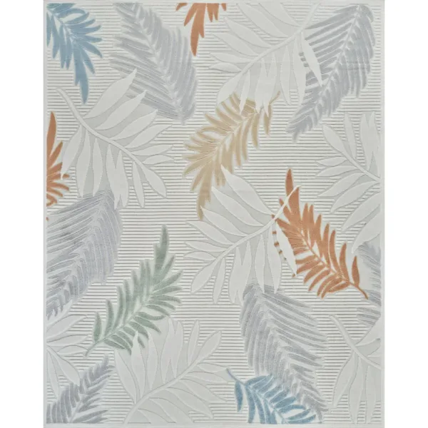 Colorful palm leaf patterned rug