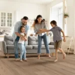 Family enjoying time together in living room