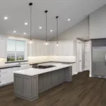 Modern kitchen with island and stainless steel appliances