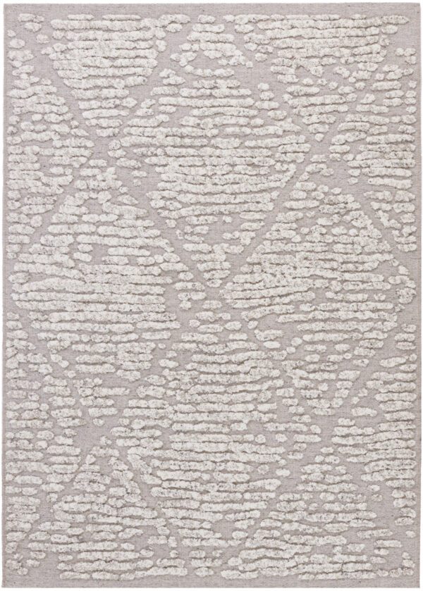 Gray rug with textured geometric pattern