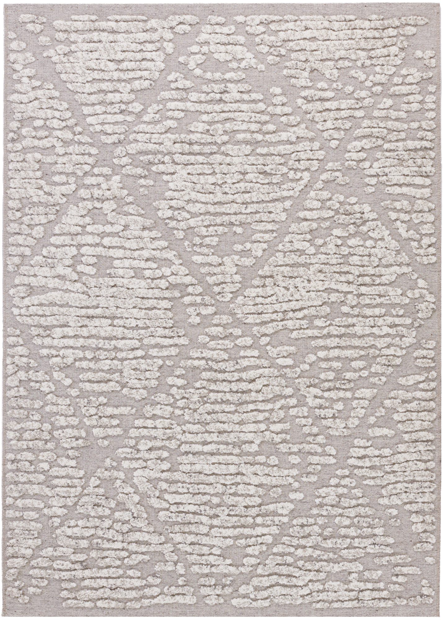 Gray rug with textured geometric pattern