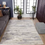 Modern living room with gray patterned rug