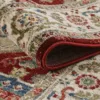 Detailed close-up of a colorful Persian rug.