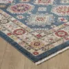 Colorful patterned rug on wooden floor